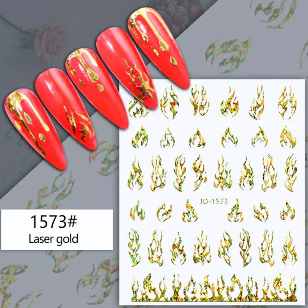 Neglestickers flammer gull laser