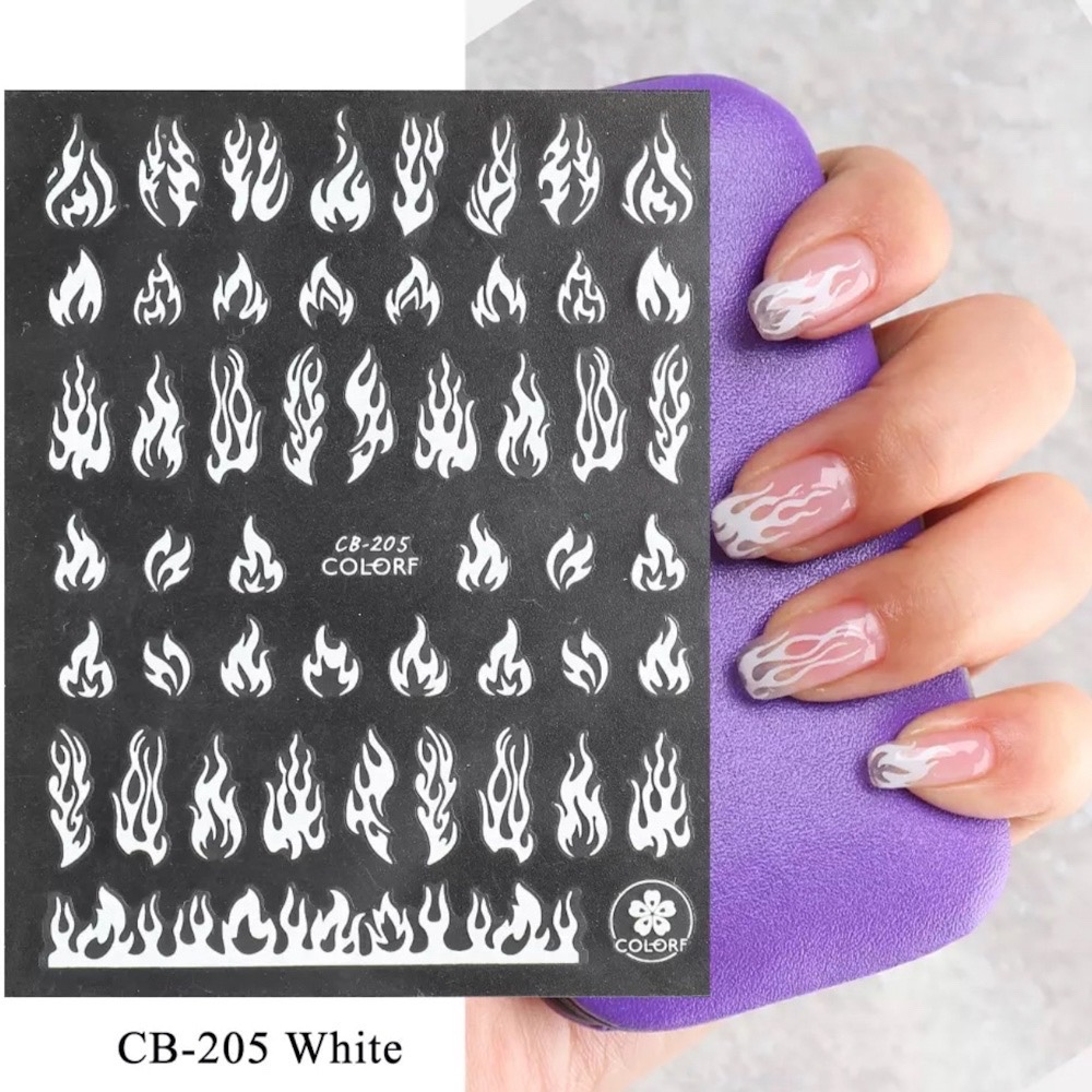 Neglestickers flammer hvit