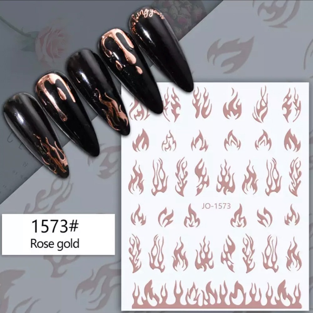 Neglestickers flammer rosegull