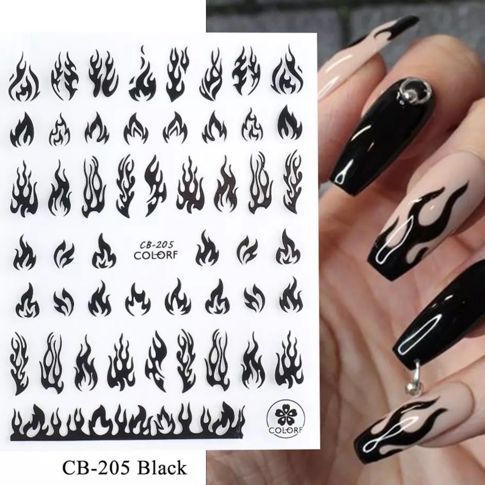 Neglestickers flammer svart