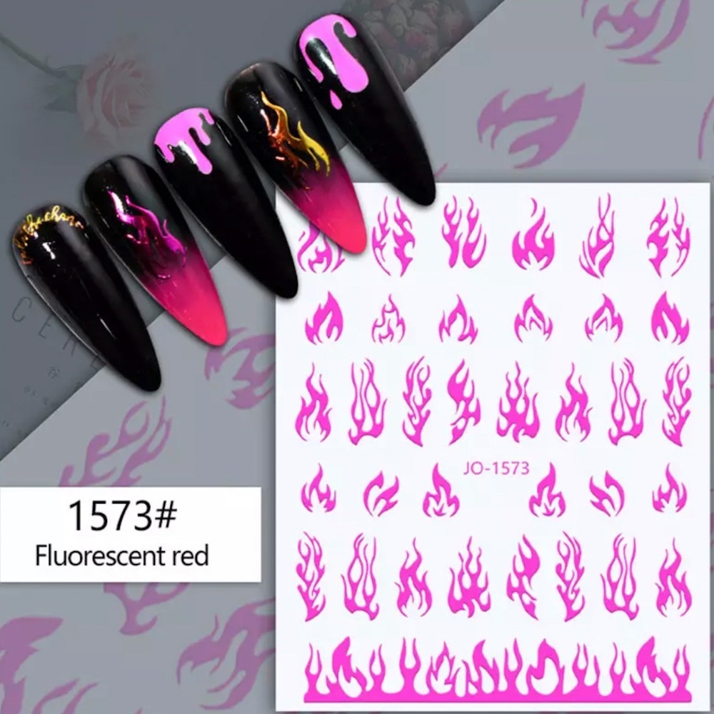 Neglestickers flammer neonrosa