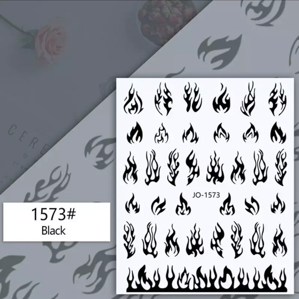 Neglestickers flammer svarte