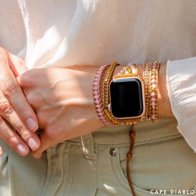 Applewatch klokkereim - Golden RoseQuartz