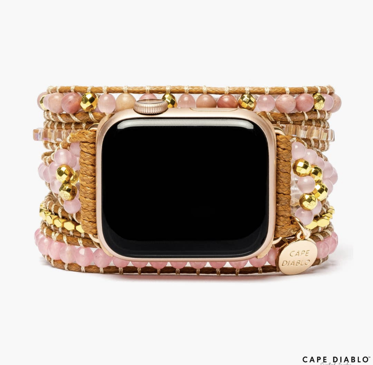 Applewatch klokkereim - Golden RoseQuartz foran