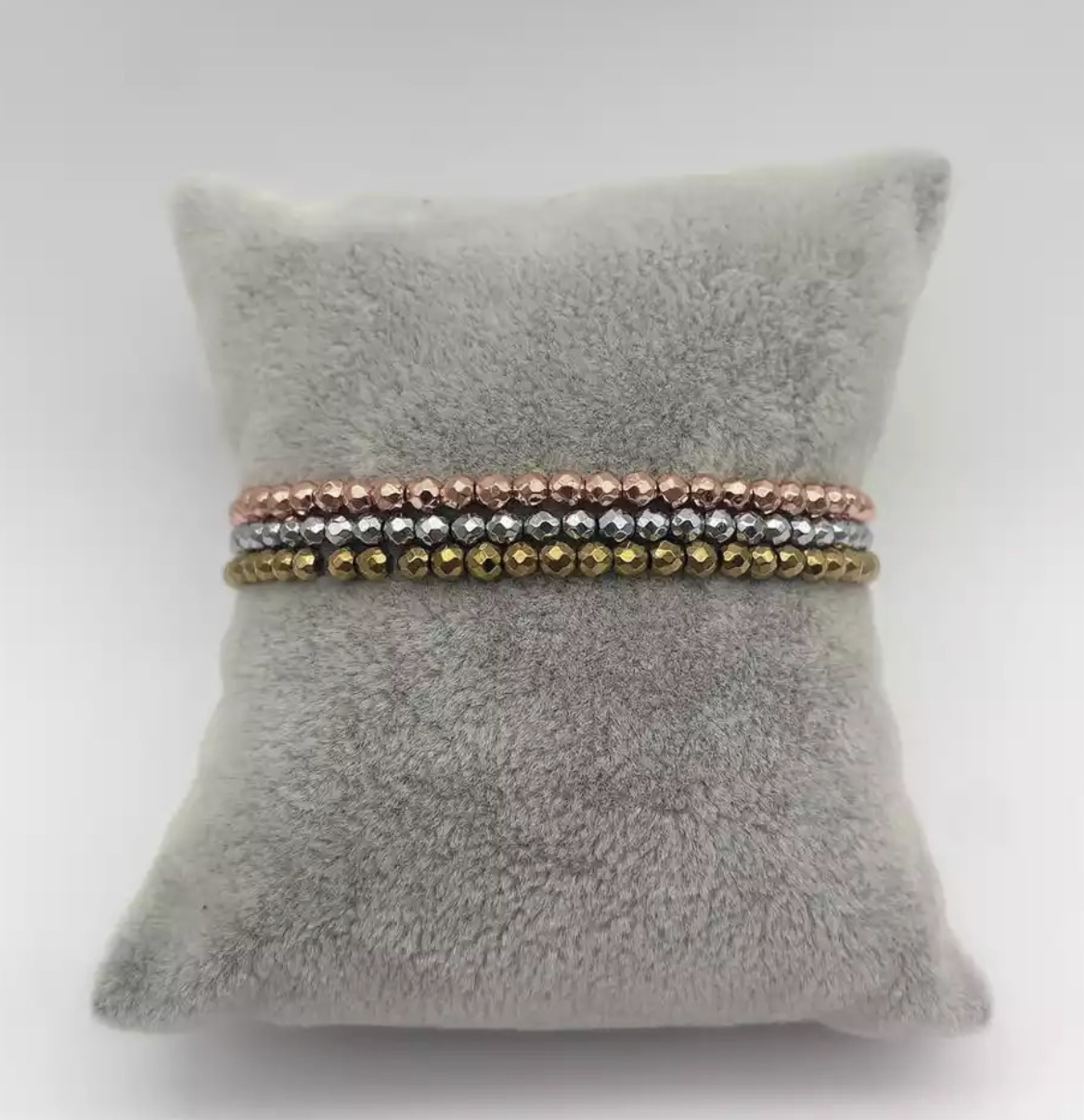 perlearmbånd rose, hvitt og gyllen