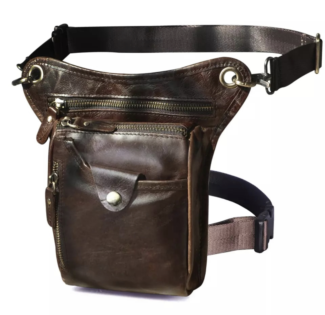 Hofteveske i skinn - Coffee