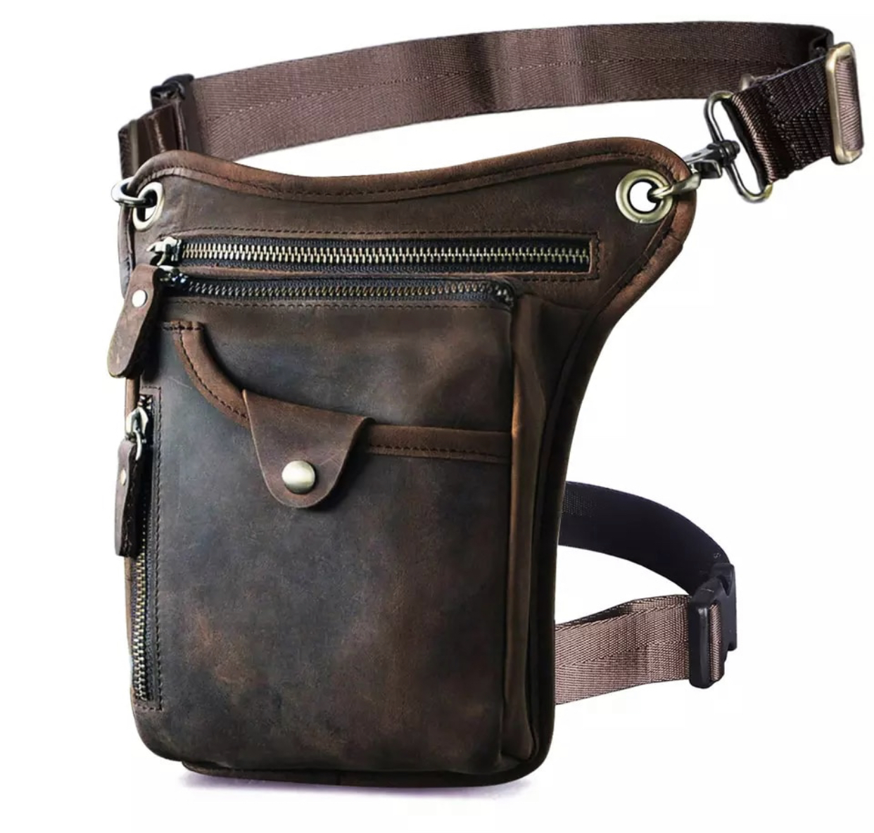 Hofteveske i skinn - Mørk Brun