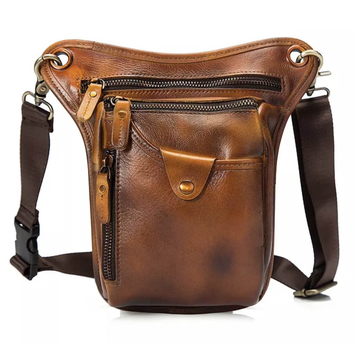 Hofteveske i skinn - Gylden brun