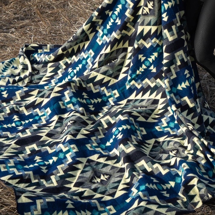 Alpakkapledd Andisk blue Chakana framside flatt