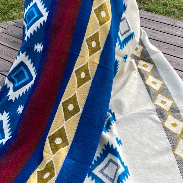 Alpakkapledd Blue Sunset front og bakside