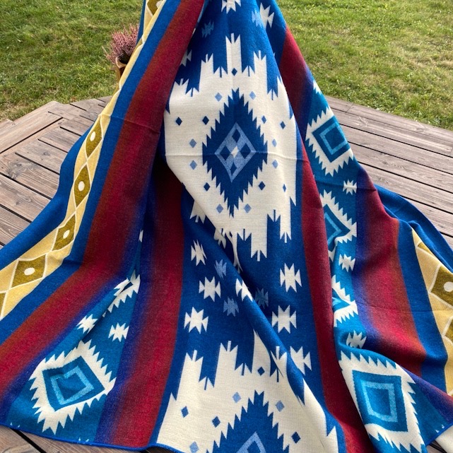 Alpakkapledd Blue Sunset front