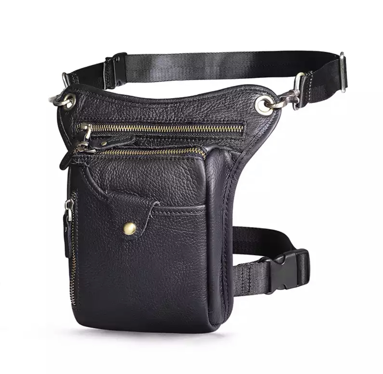 Hofteveske i skinn - svart