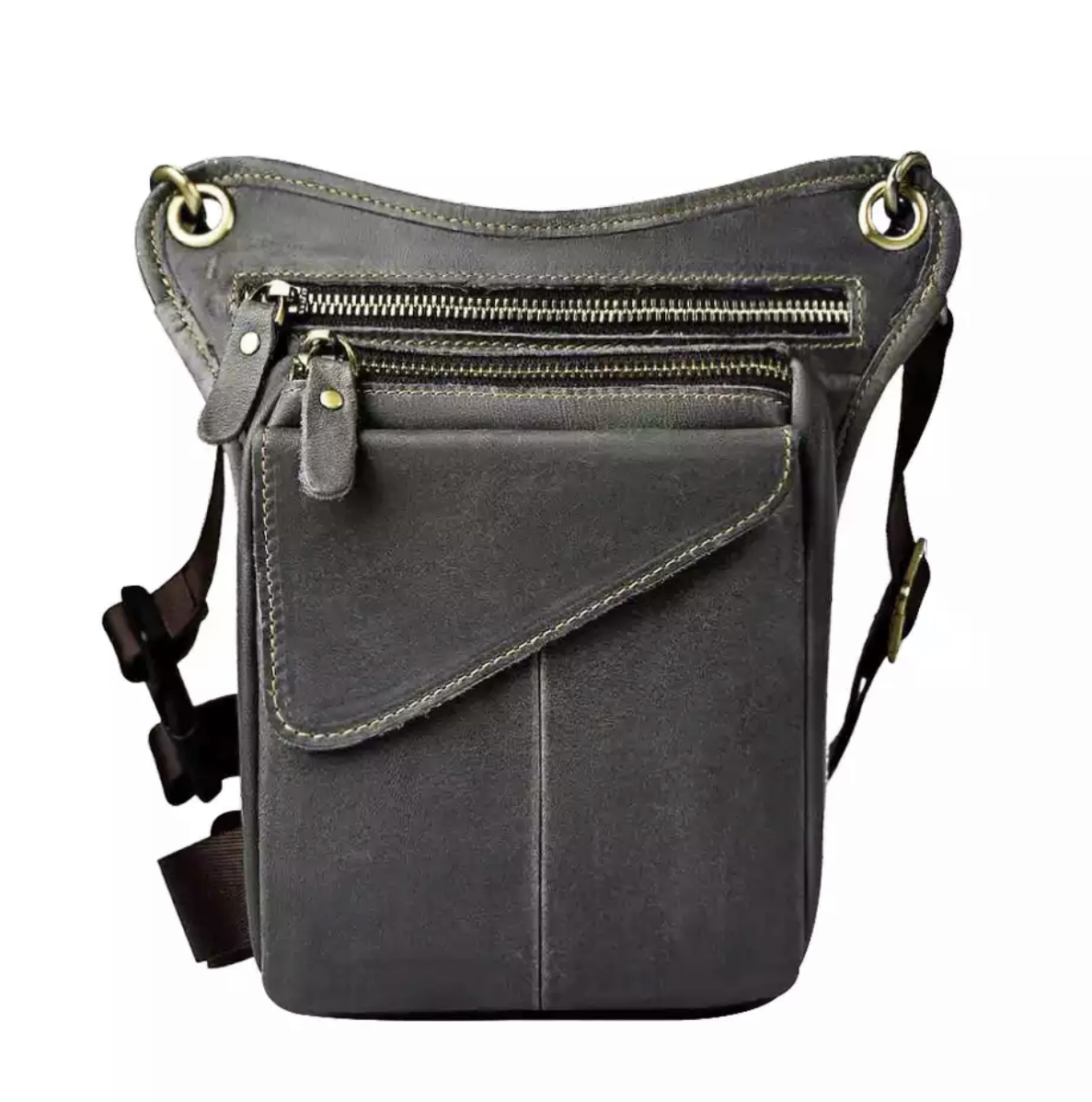 Hofteveske i skinn - grå