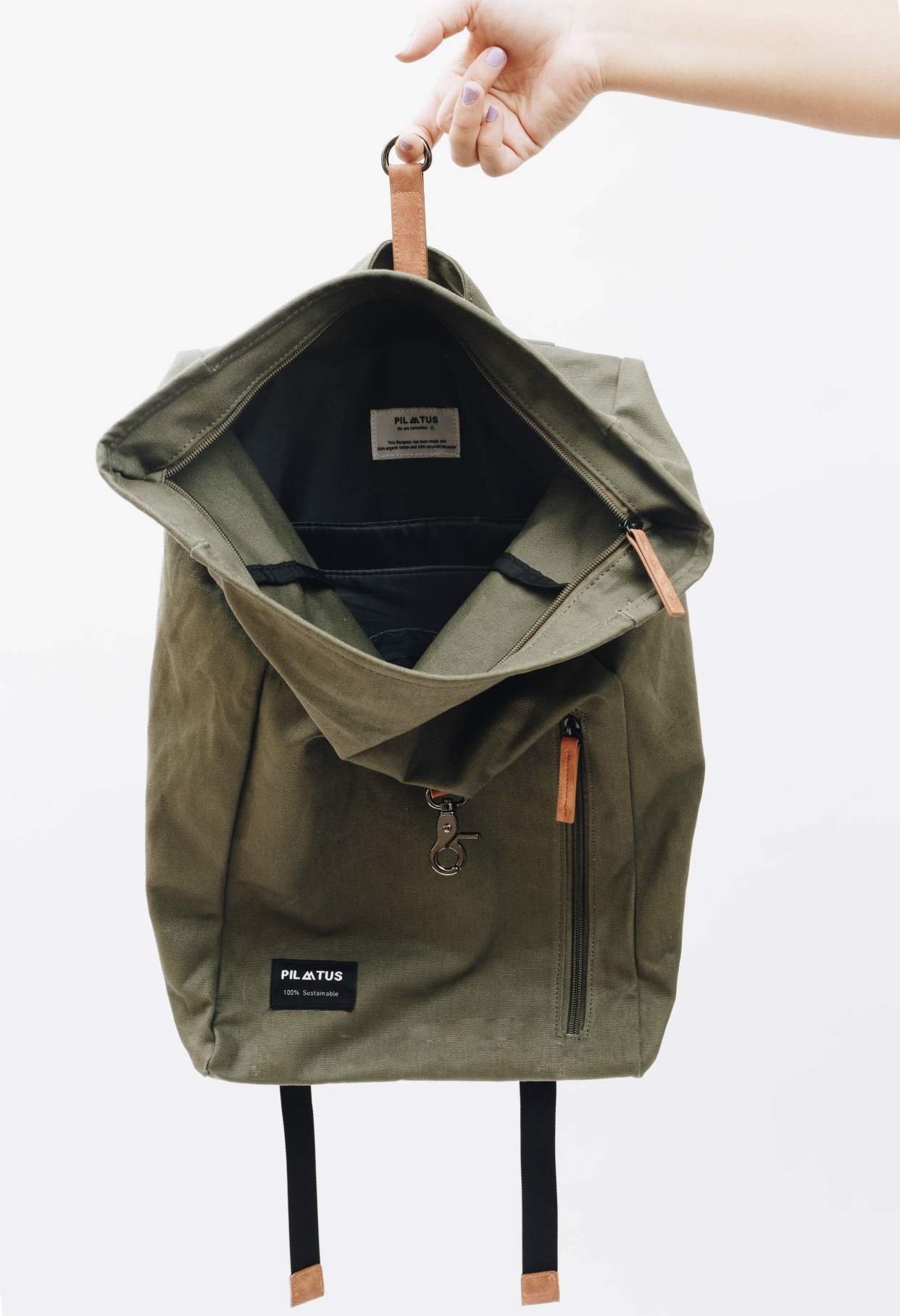 Pilatus ryggsekk grønn åpen