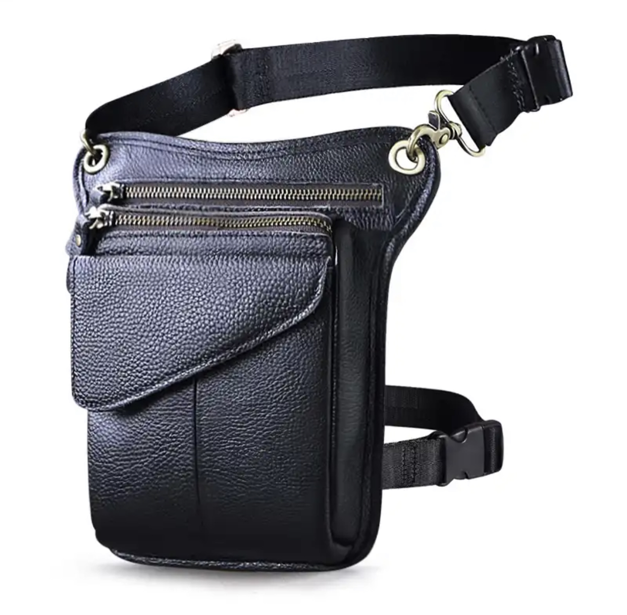 Hofteveske svart stor klaff