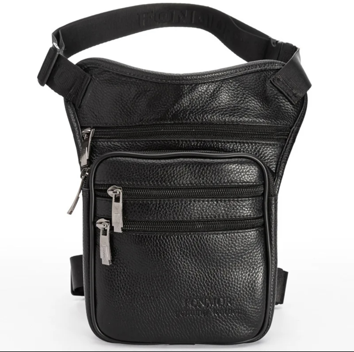 Hofteveske svart skinn glidelås