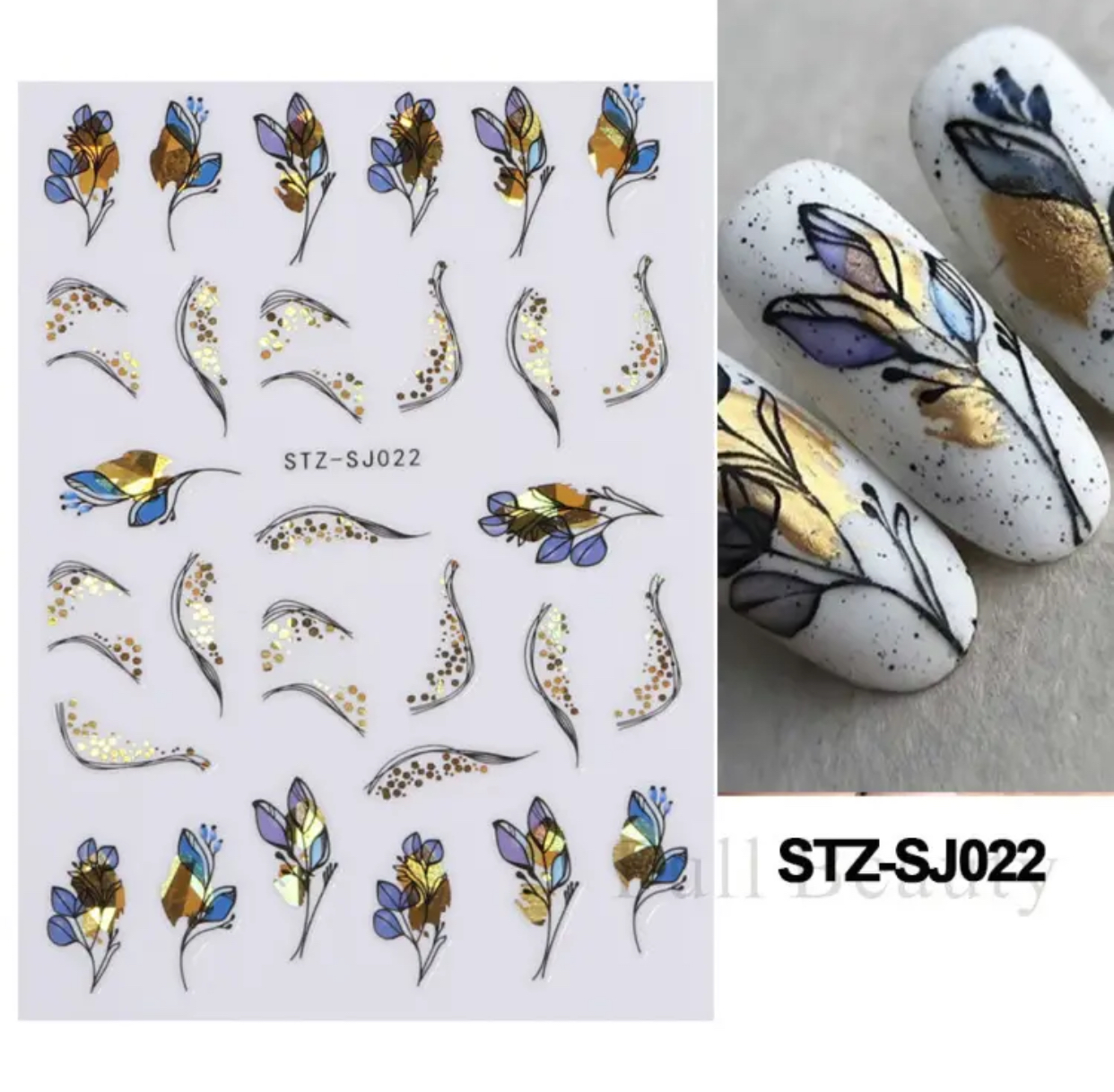 Neglestickers Blå blomster