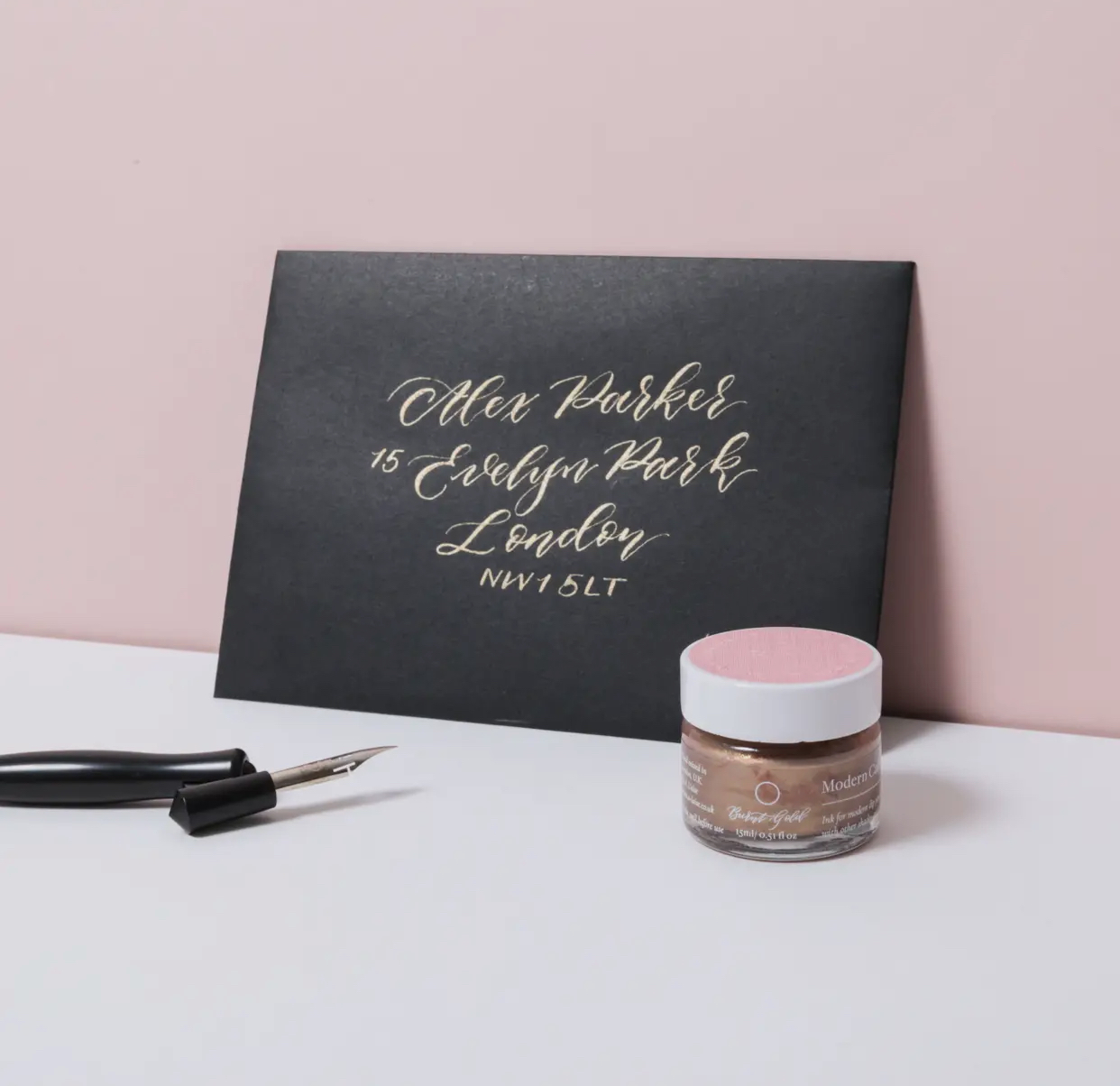 Kalligrafi blekk brent gull